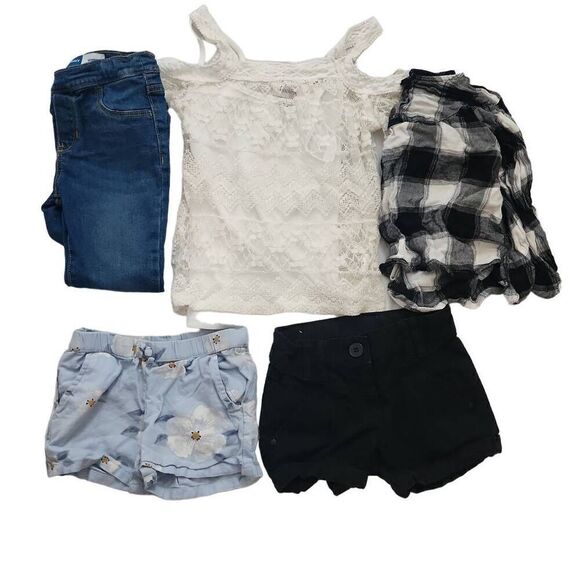 Girls Size 5 Lot of 5 Tops Shorts Jeans Old Navy Speechless Carter's - Picture 1 of 6